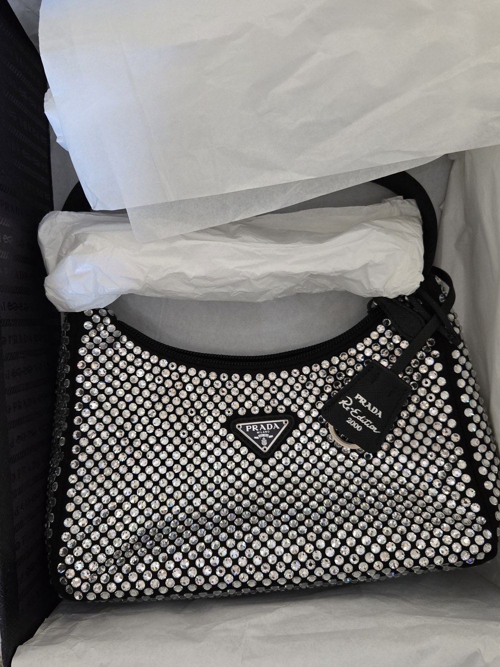 Prada Re Edition 2005 Black Crystal-Embellished Shoulder Bag - Picture 12 of 13